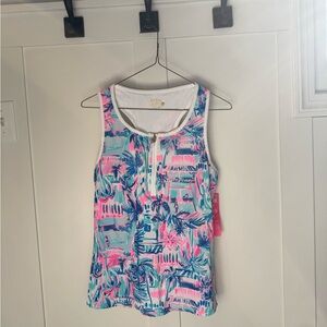 Lilly Pulitzer Tropical Print Tank Top - Pink and Blue